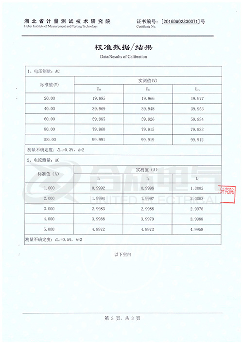 變壓器綜合測(cè)試儀證書(shū)